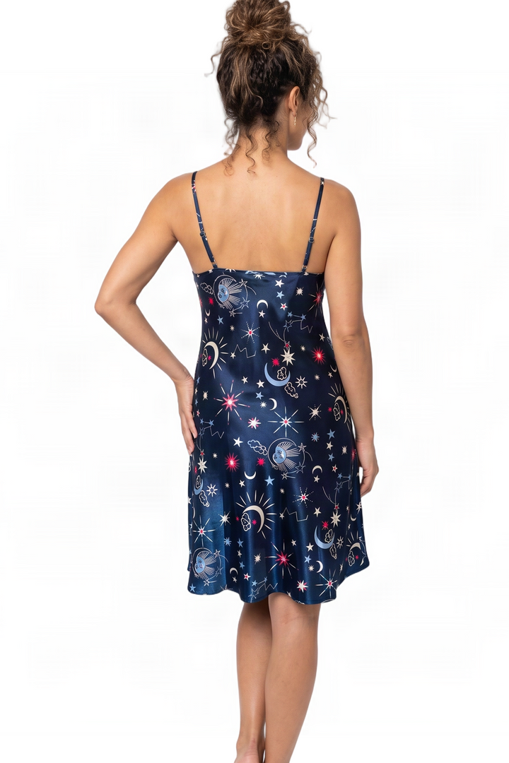 Starry Nights Print Satin Chemise