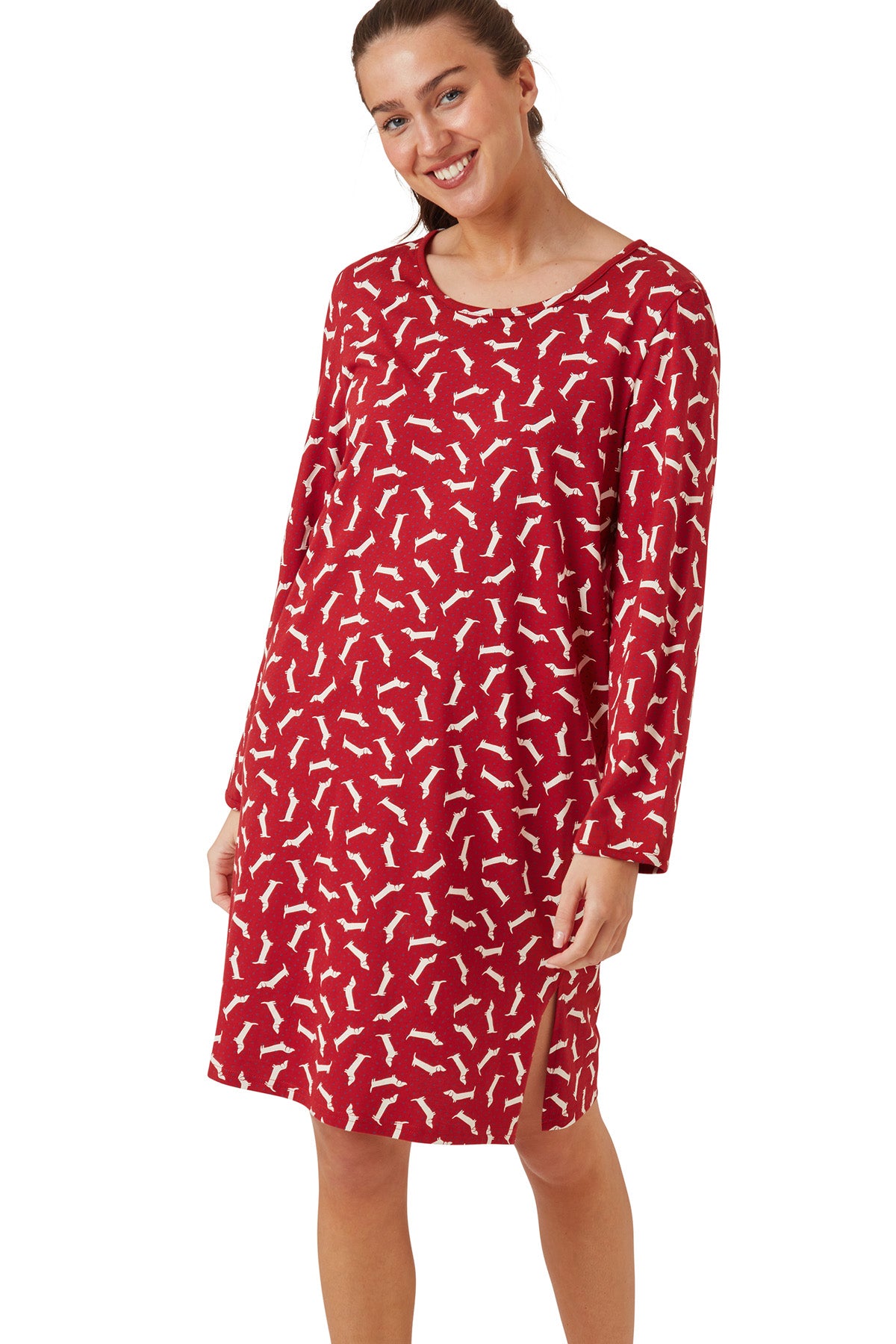 Dotty Dachshund Knitted Cotton Cosy Nightshirt