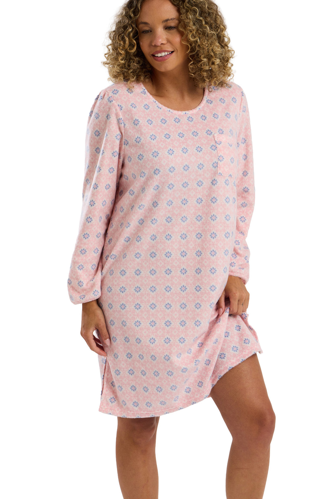 Pretty Geometric Cosy Microfleece Nightshirt