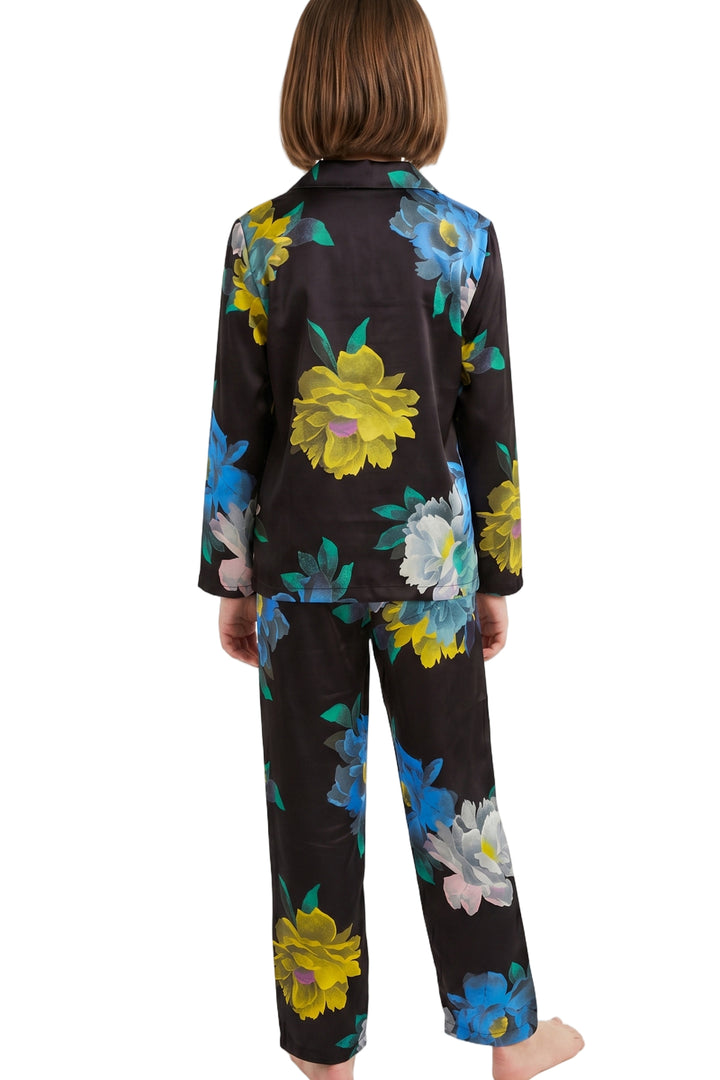 Indigo Sky Girls Vintage Floral Satin Pyjama Set