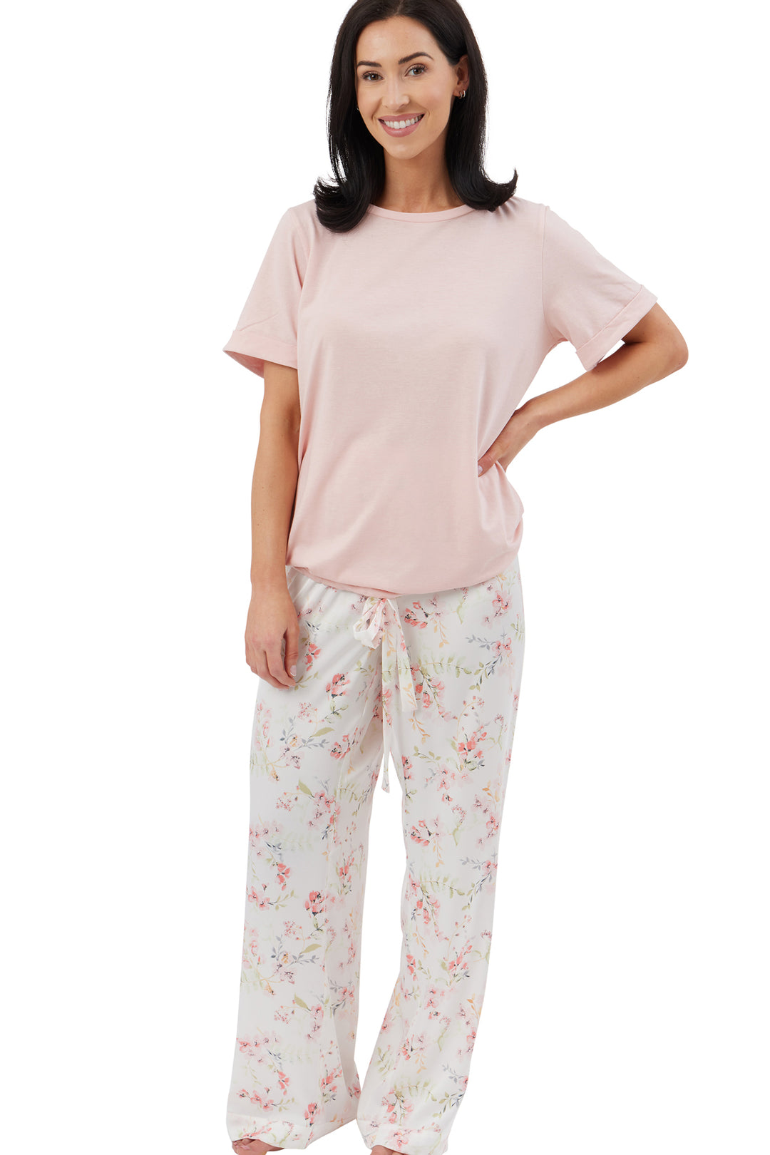 Watercolour Floral Satin & Jersey Pyjama Set
