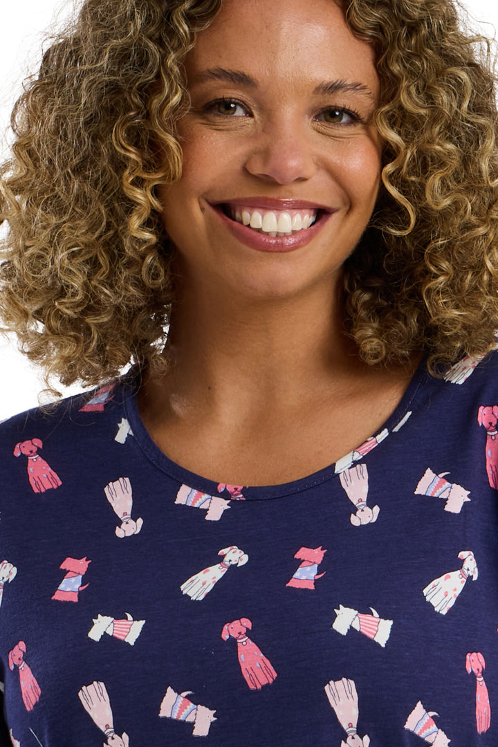 Playful Pooch  Knitted Cotton Cosy Nightshirt