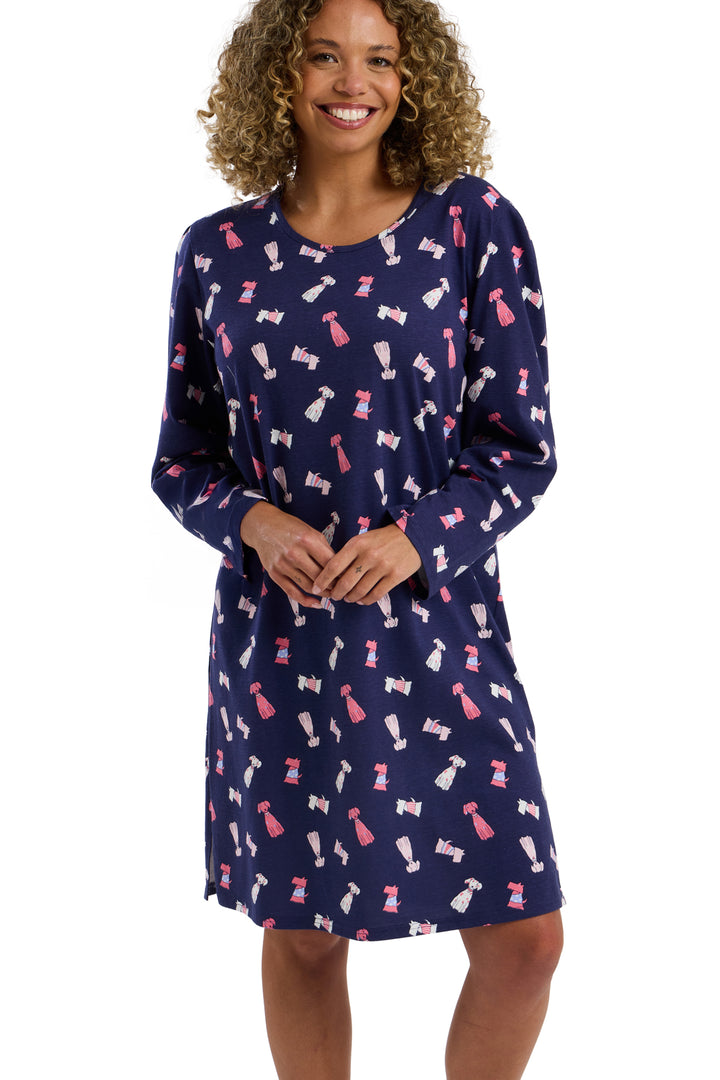 Playful Pooch  Knitted Cotton Cosy Nightshirt