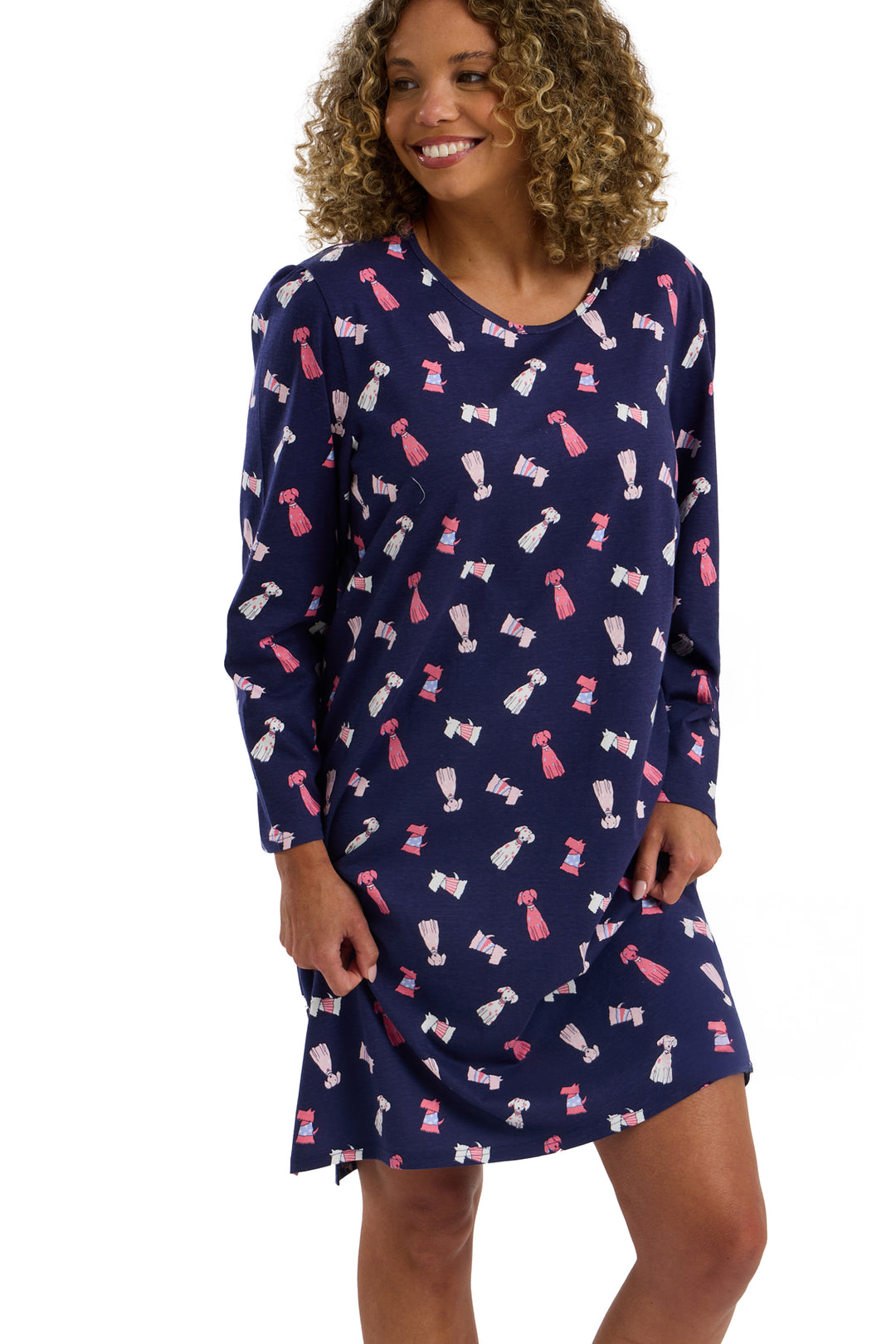 Playful Pooch  Knitted Cotton Cosy Nightshirt