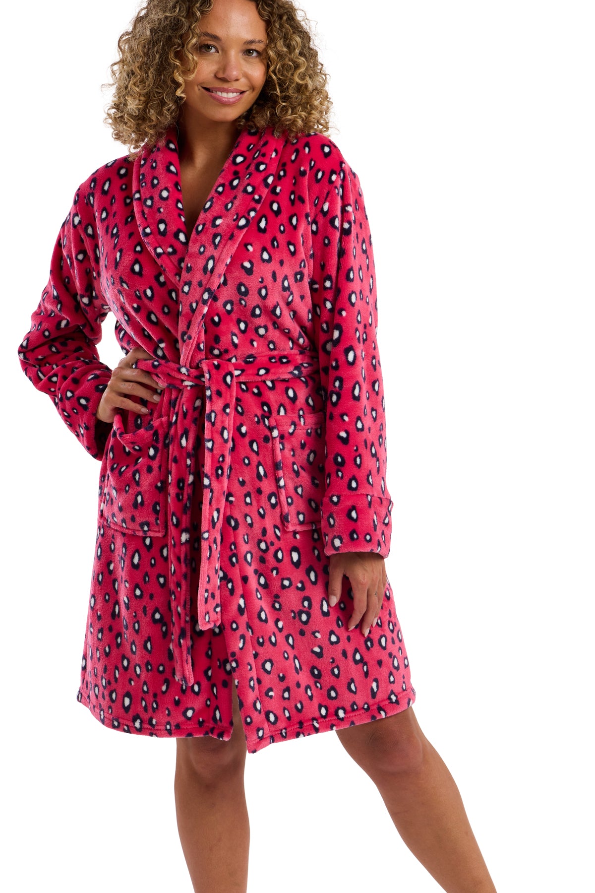 Neon Leopard Plush & Cosy Shawl Collar Fleece Robe
