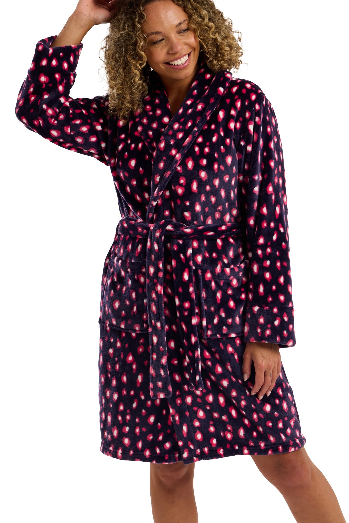 Neon Leopard Plush & Cosy Shawl Collar Fleece Robe