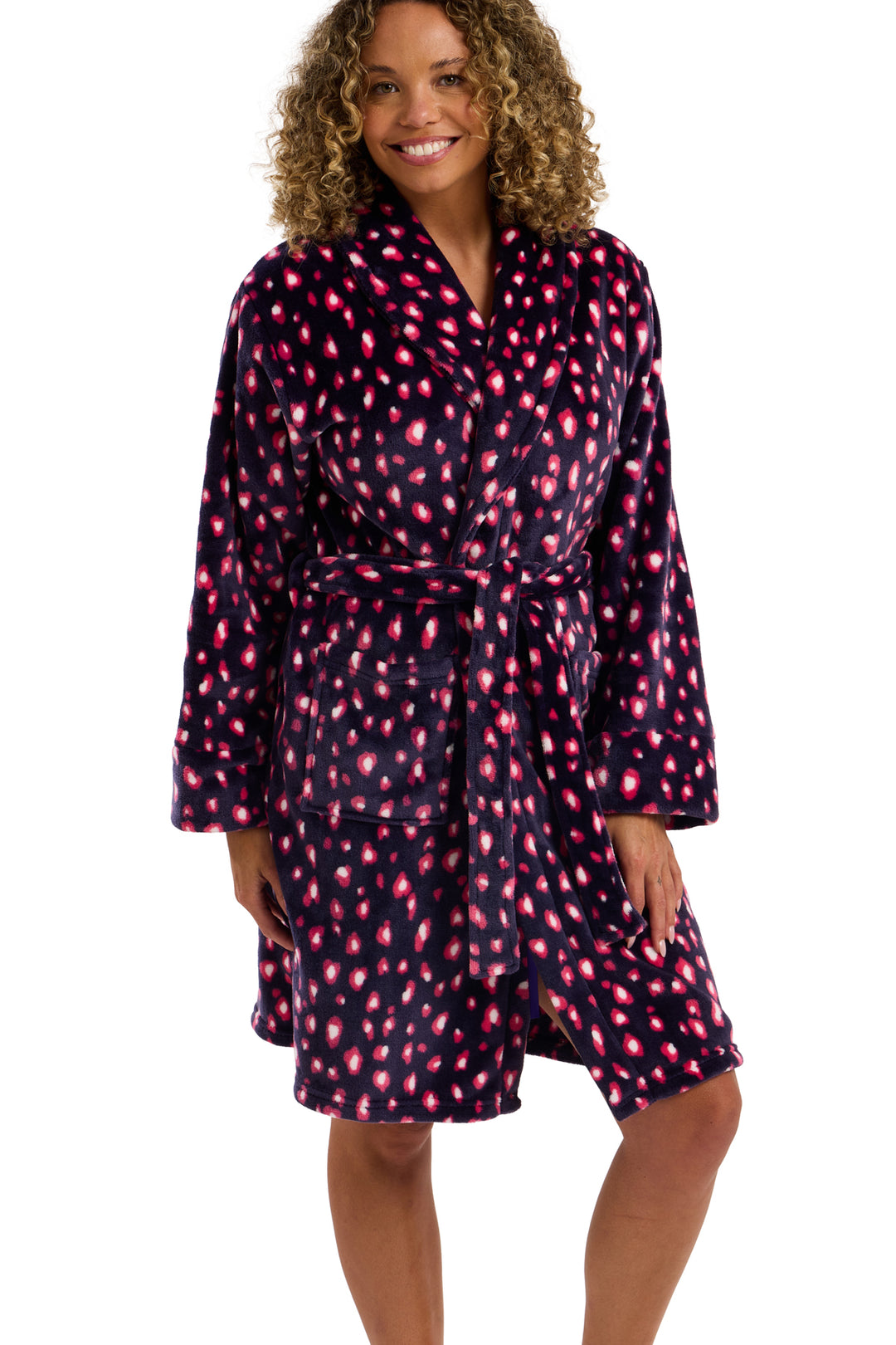 Neon Leopard Plush & Cosy Shawl Collar Fleece Robe