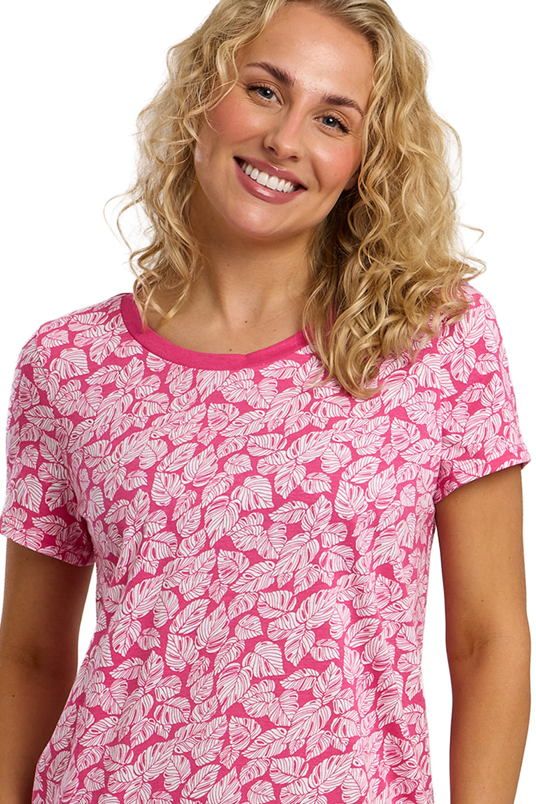 Palm Print Cotton Rich Jersey Sleep Tee