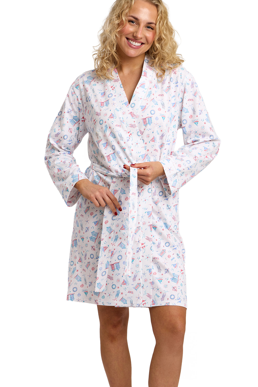Beach Print Soft Cotton Jersey Robe