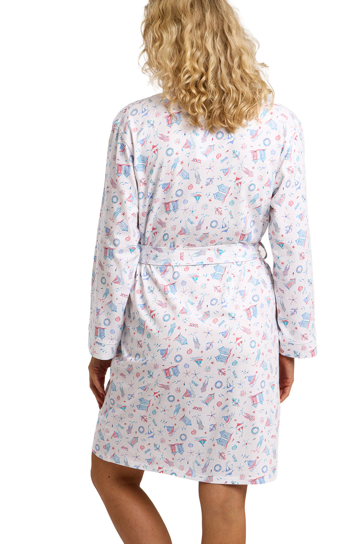 Beach Print Soft Cotton Jersey Robe