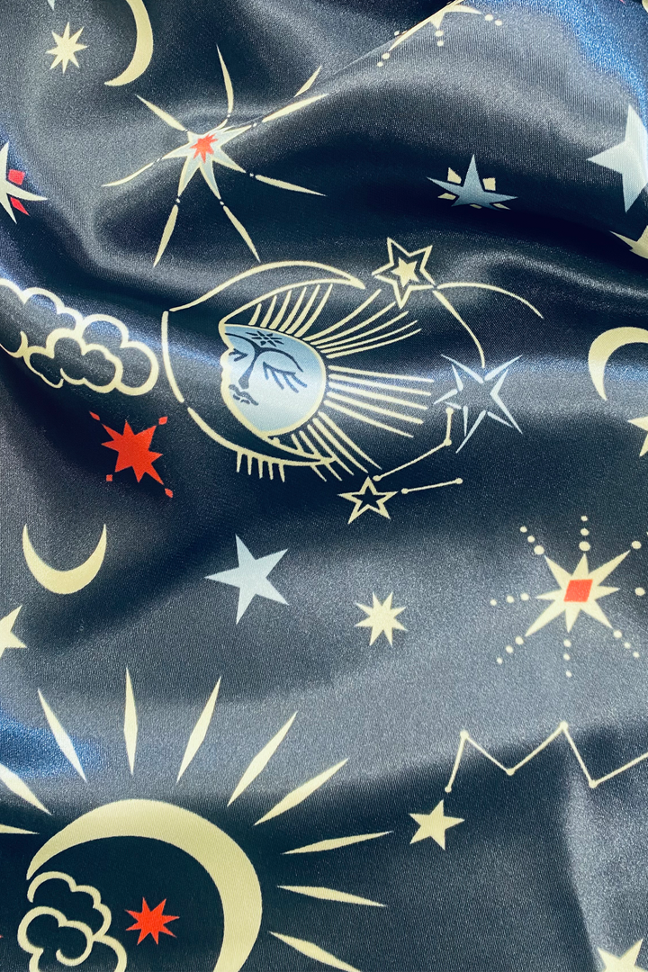Starry Nights Print Satin Chemise