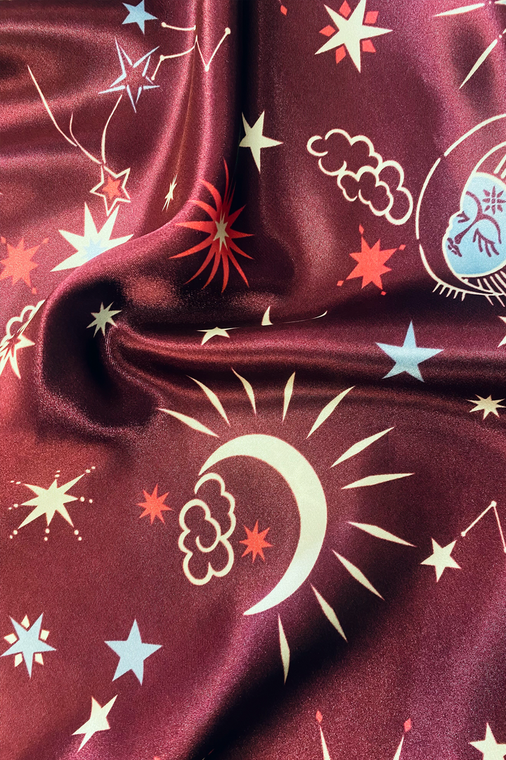 Starry Nights Print Satin Chemise