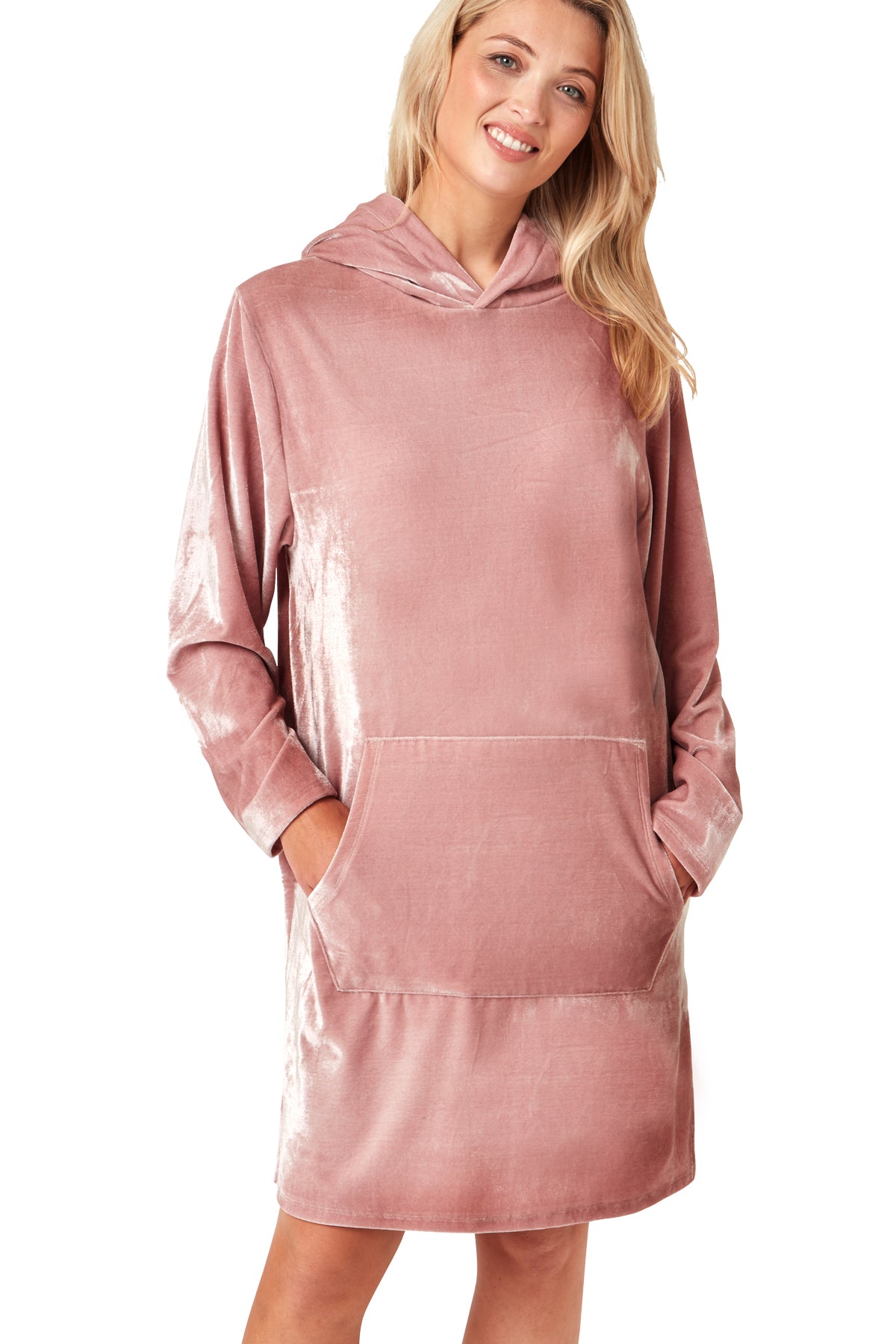 Soft Pink  Luxe Velour Lounge Dress