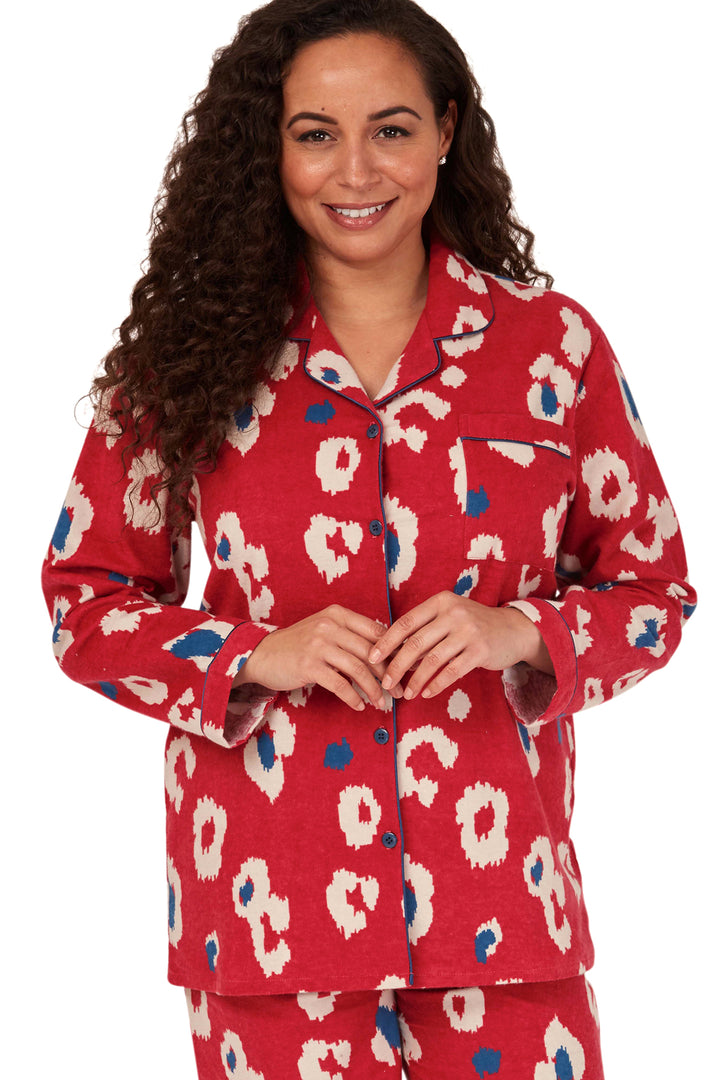 Kira Leopard Brushed Cotton Printed Pyjama Set