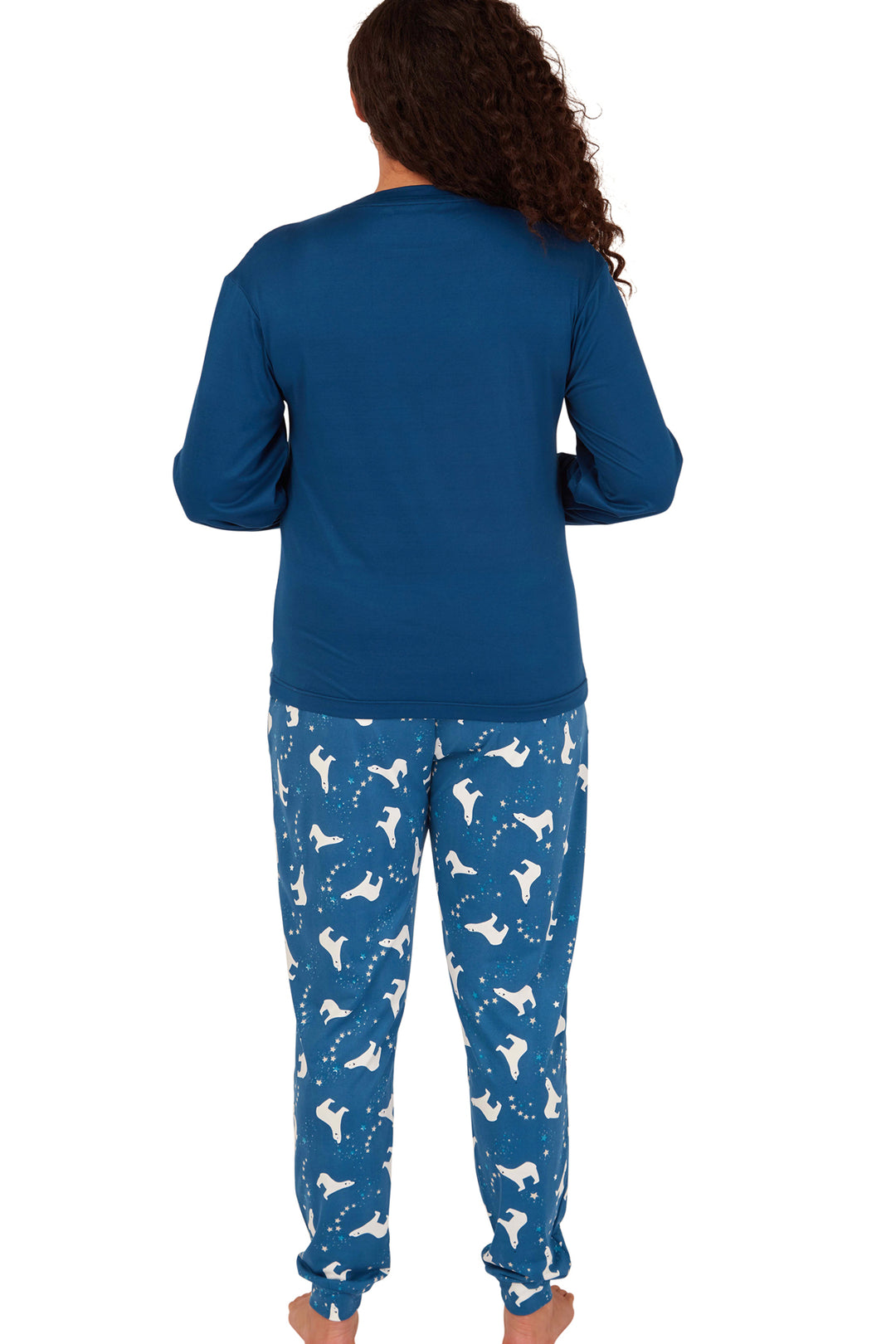 Polar Bear  Star Print Soft Knitted Pyjama & Eyemask Set